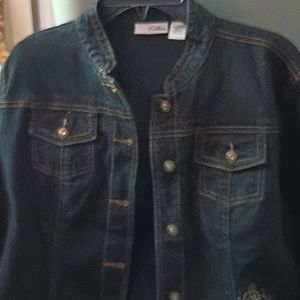 Chicos Platinum Embellished Jacket with Matching Jean Pants